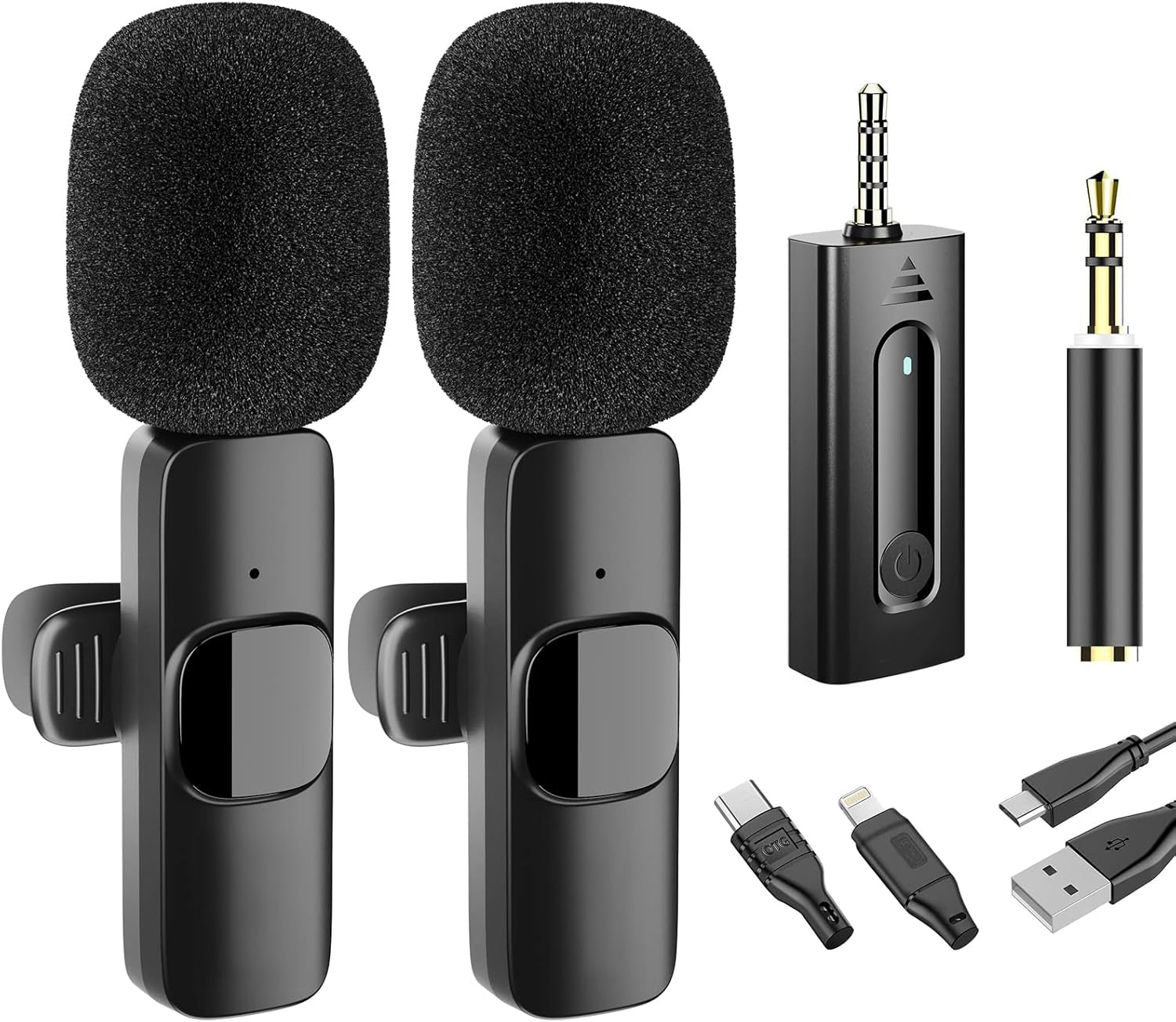 navor Wireless Lavalier Microphone Dual Clip-On for Compatible iPhone Android Camera
