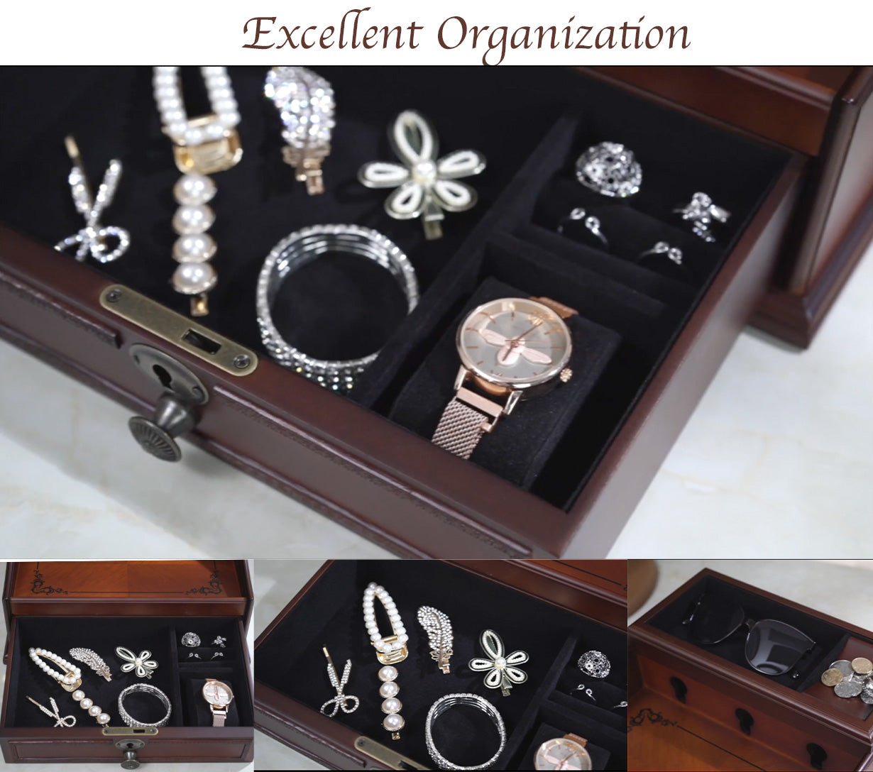 Multi Device Wooden Charging/Docking Station & Organizer with Drawer