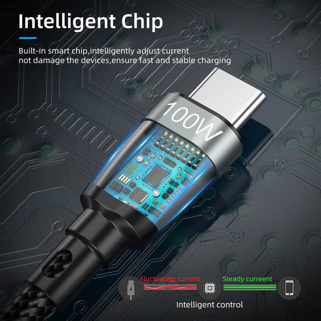 navor 100W USB-C to USB-C Charging Cable, Nylon Charging and Data Transfer Cord