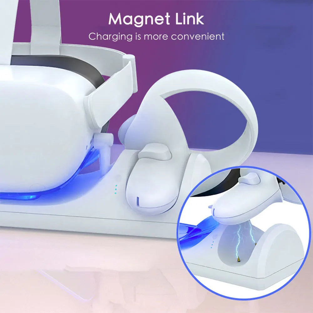 VR Charging Dock for Oculus Meta Quest 2 Station, Magnetic Charge Headset and Controller