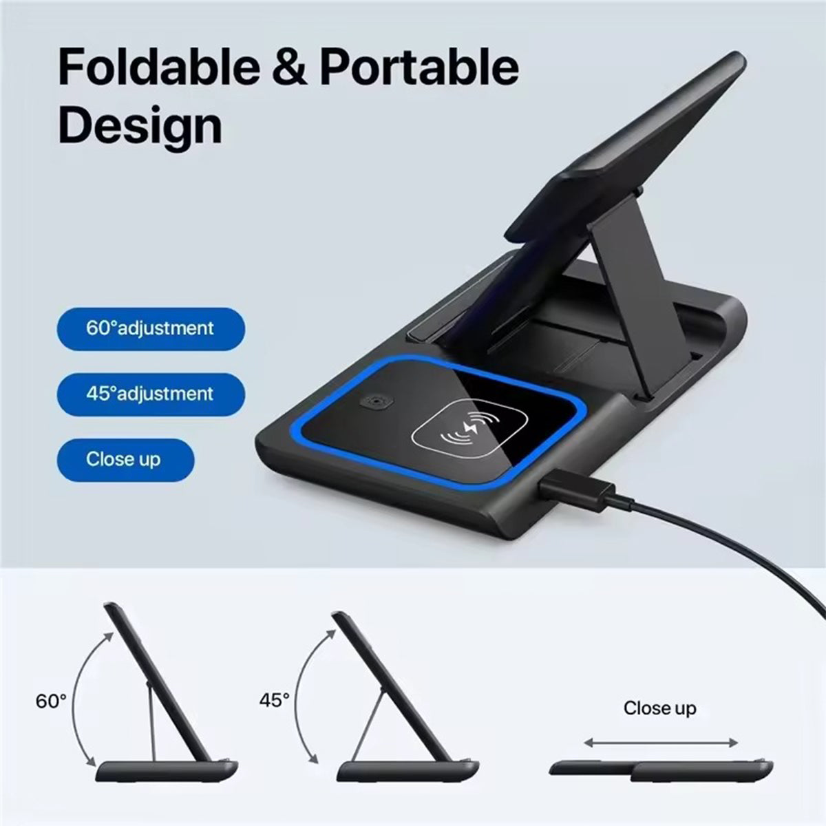 3-in-1 Wireless Charger Station for iPhone 17/16/15/14/13/12/Pro Max, Apple Watch Ultra 11/10/9/8/7/SE/6/5/4/3/2/1 & AirPods 4/3/Pro Samsung S24/S23/S22
