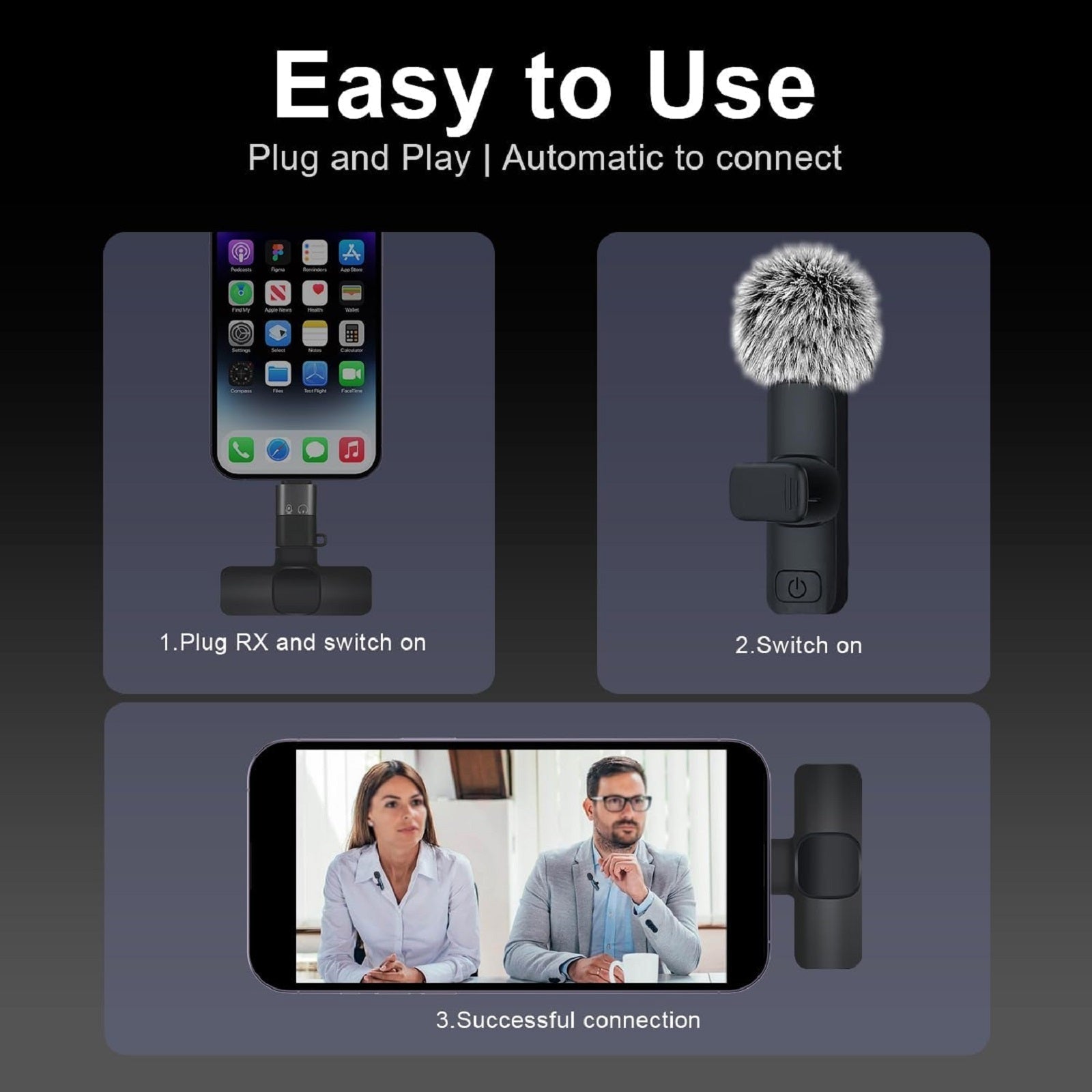 navor Wireless Lavalier Microphone for iPhone 15/16, Android USB-C