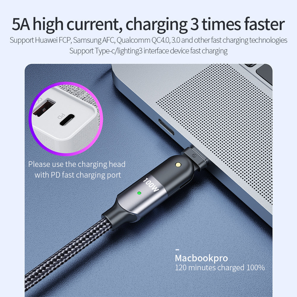 180 ° Rotating Head USB-C to USB-C Charging Cable