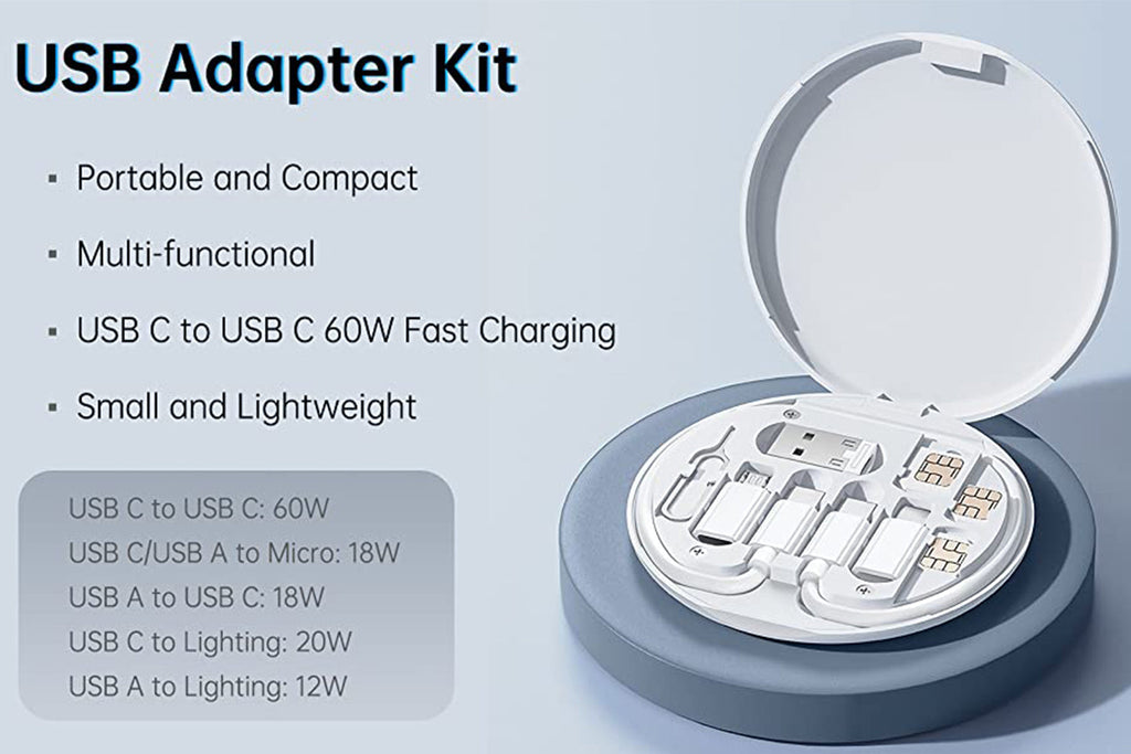 navor 60W USB-C/USB-A/Micro-USB/Charging Cable Kit Slim Travel Organizer Storage Box