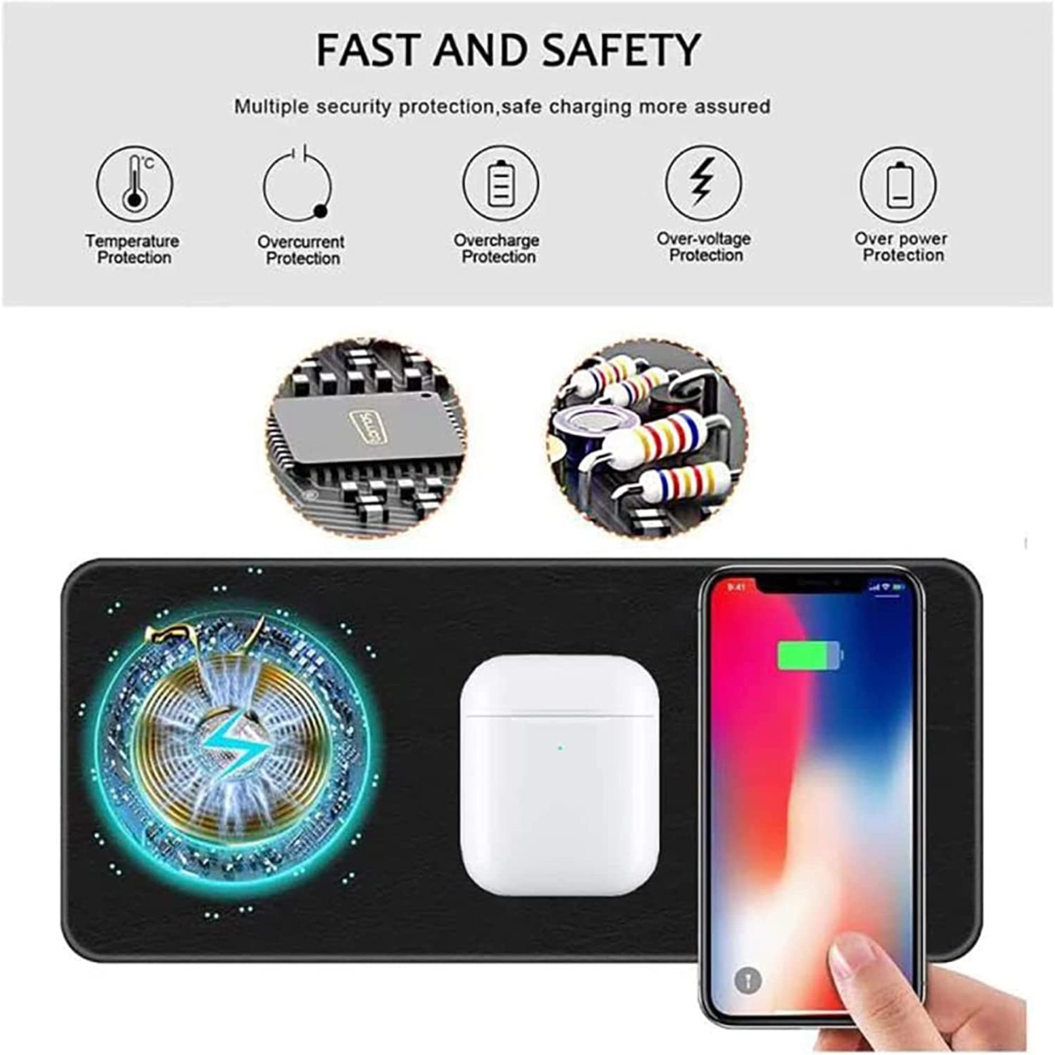 navor 3-in-1 Ultra-Slim Leather Multiple Devices Wireless Charging Pad