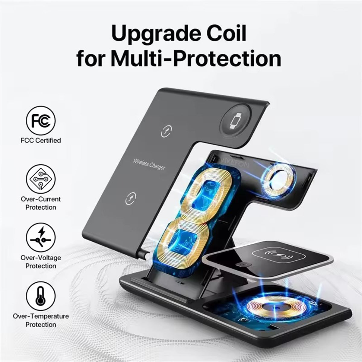 3-in-1 Wireless Charger Station for iPhone 17/16/15/14/13/12/Pro Max, Apple Watch Ultra 11/10/9/8/7/SE/6/5/4/3/2/1 & AirPods 4/3/Pro Samsung S24/S23/S22