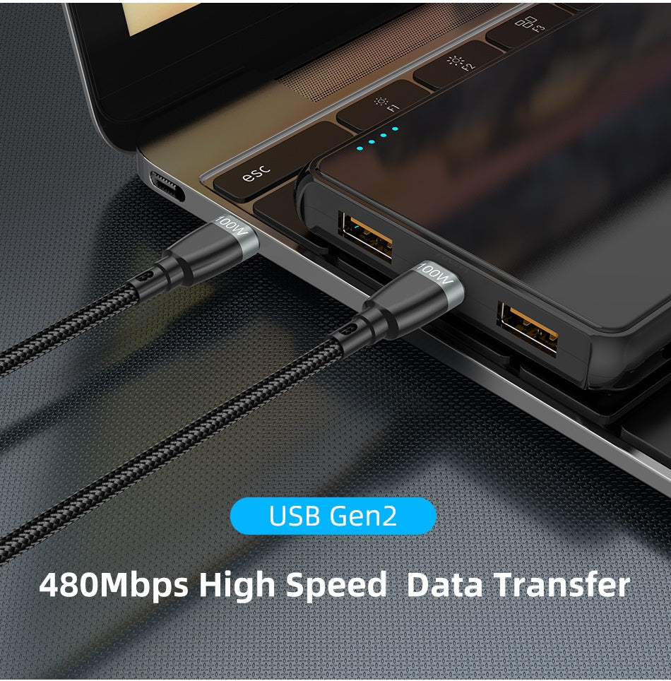 navor 100W USB-C to USB-C Charging Cable, Nylon Charging and Data Transfer Cord