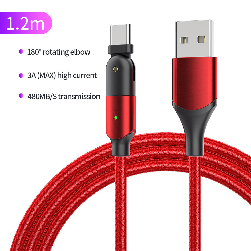 180 ° Rotating Head USB Type-C Charging Cable