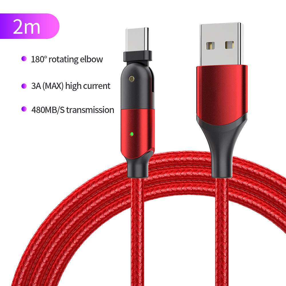180 ° Rotating Head USB Type-C Charging Cable