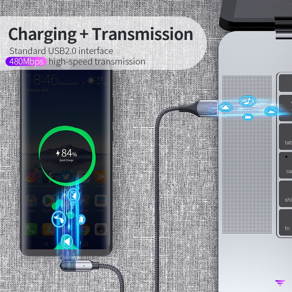 180 ° Rotating Head USB Type-C Charging Cable