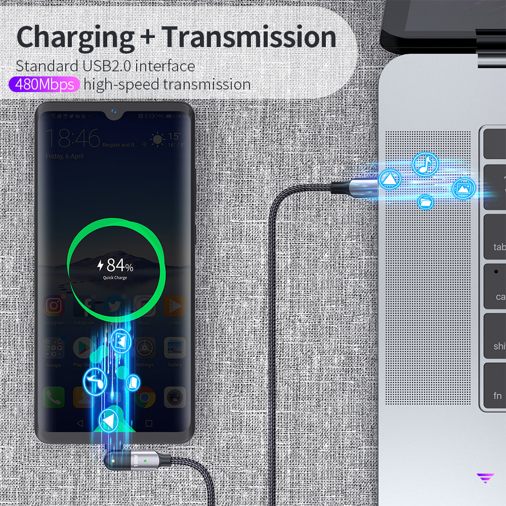 180 ° Rotating Head USB-C to USB-C Charging Cable