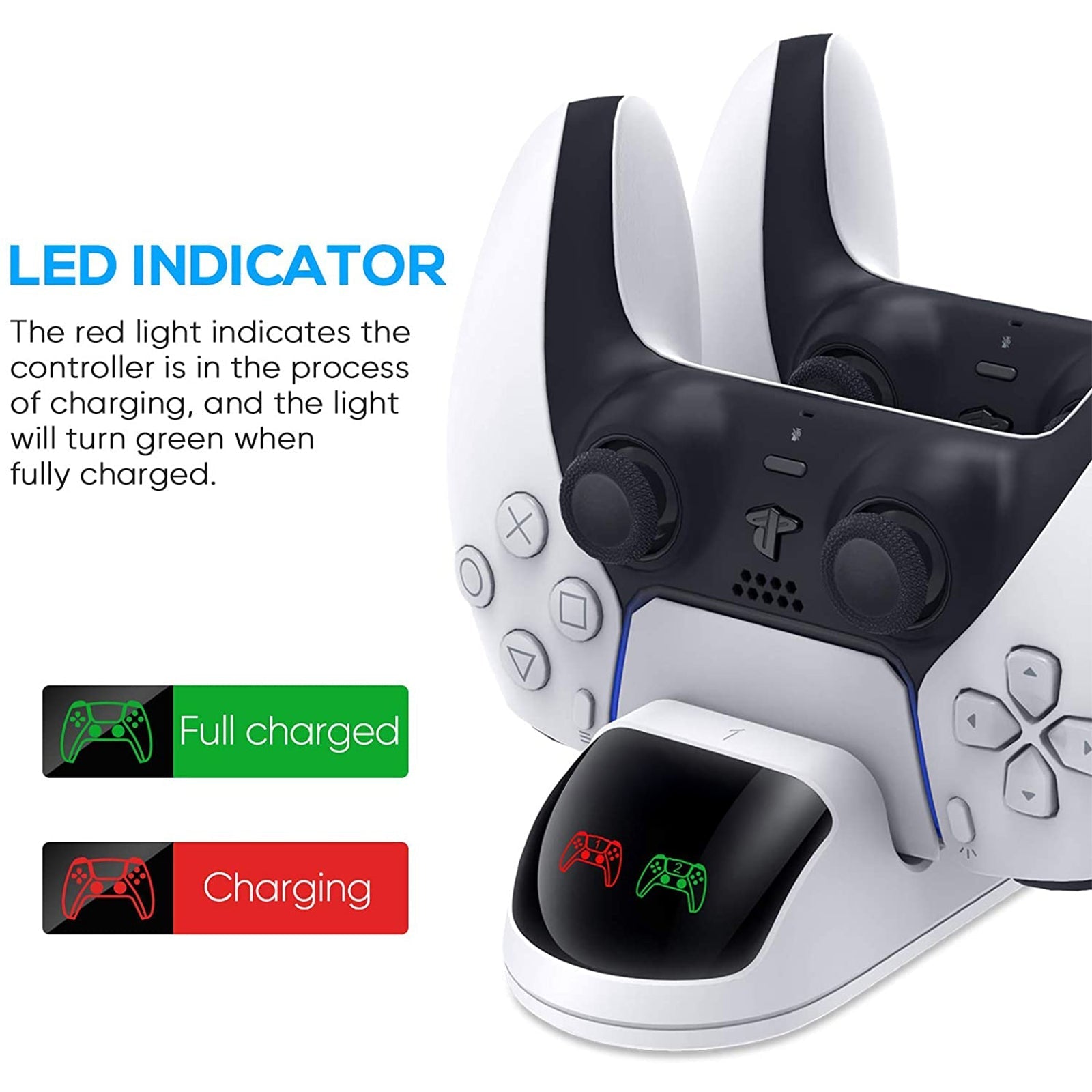 navor PS5 Controller Charger Station, Fast Charging Dual USB-C Dock for PlayStation 5
