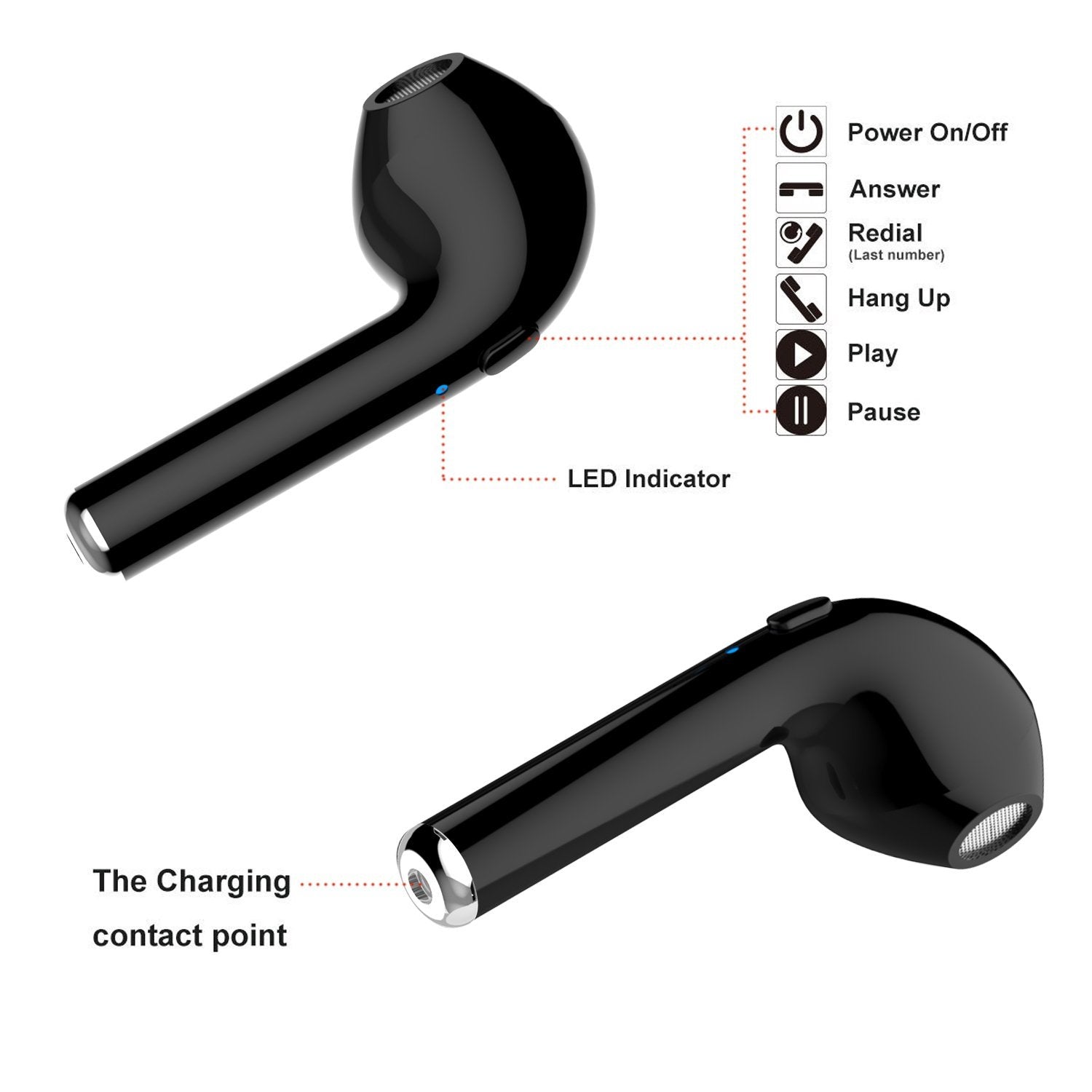 Navor Wireless Bluetooth Stereo earphones for iPhones & other Smartphones with Charging Case