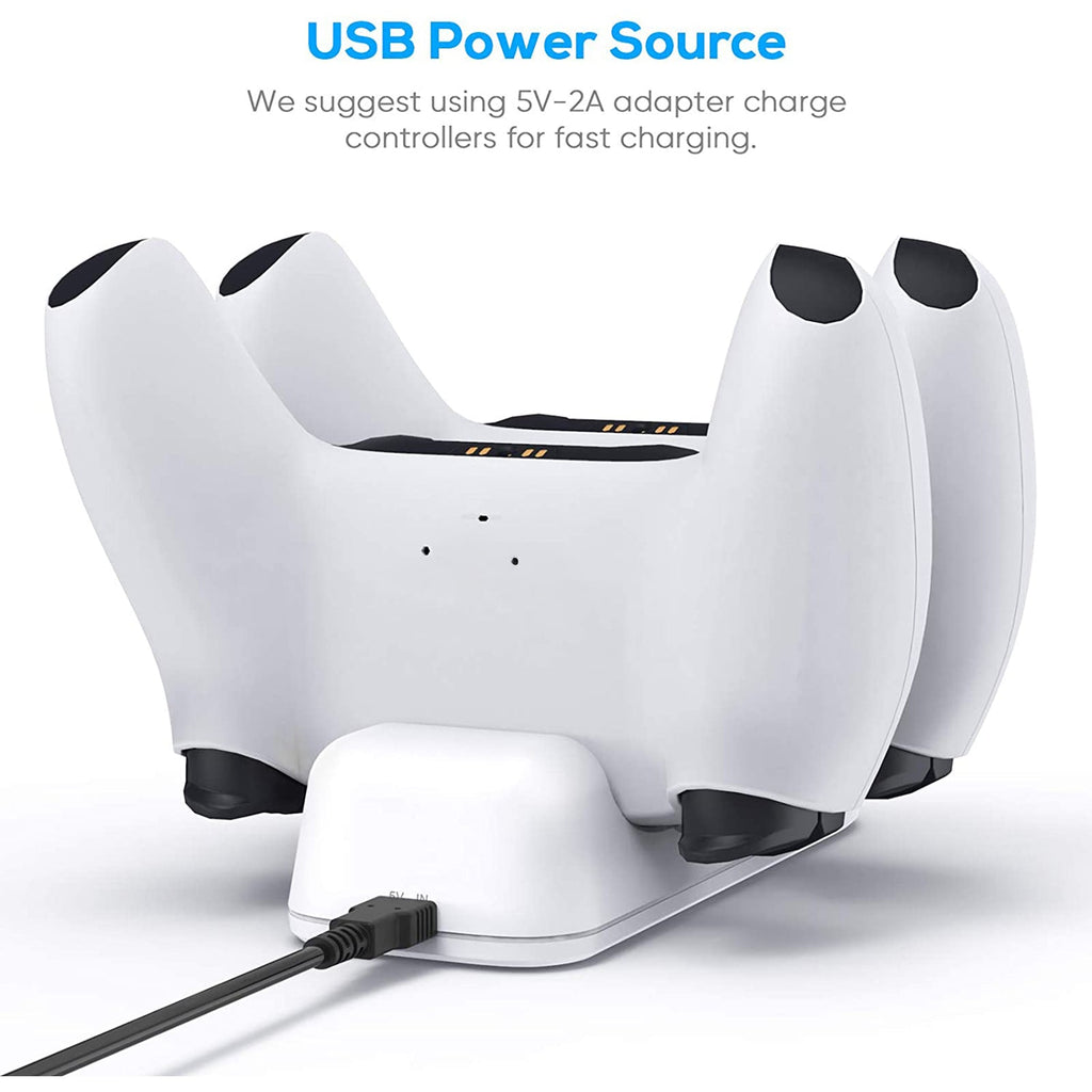 navor PS5 Controller Charger Station, Fast Charging Dual USB-C Dock for PlayStation 5