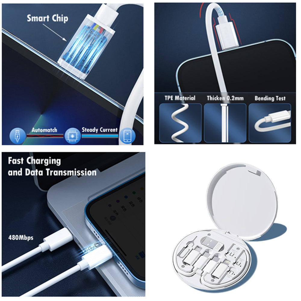 navor 60W USB-C/USB-A/Micro-USB/Charging Cable Kit Slim Travel Organizer Storage Box