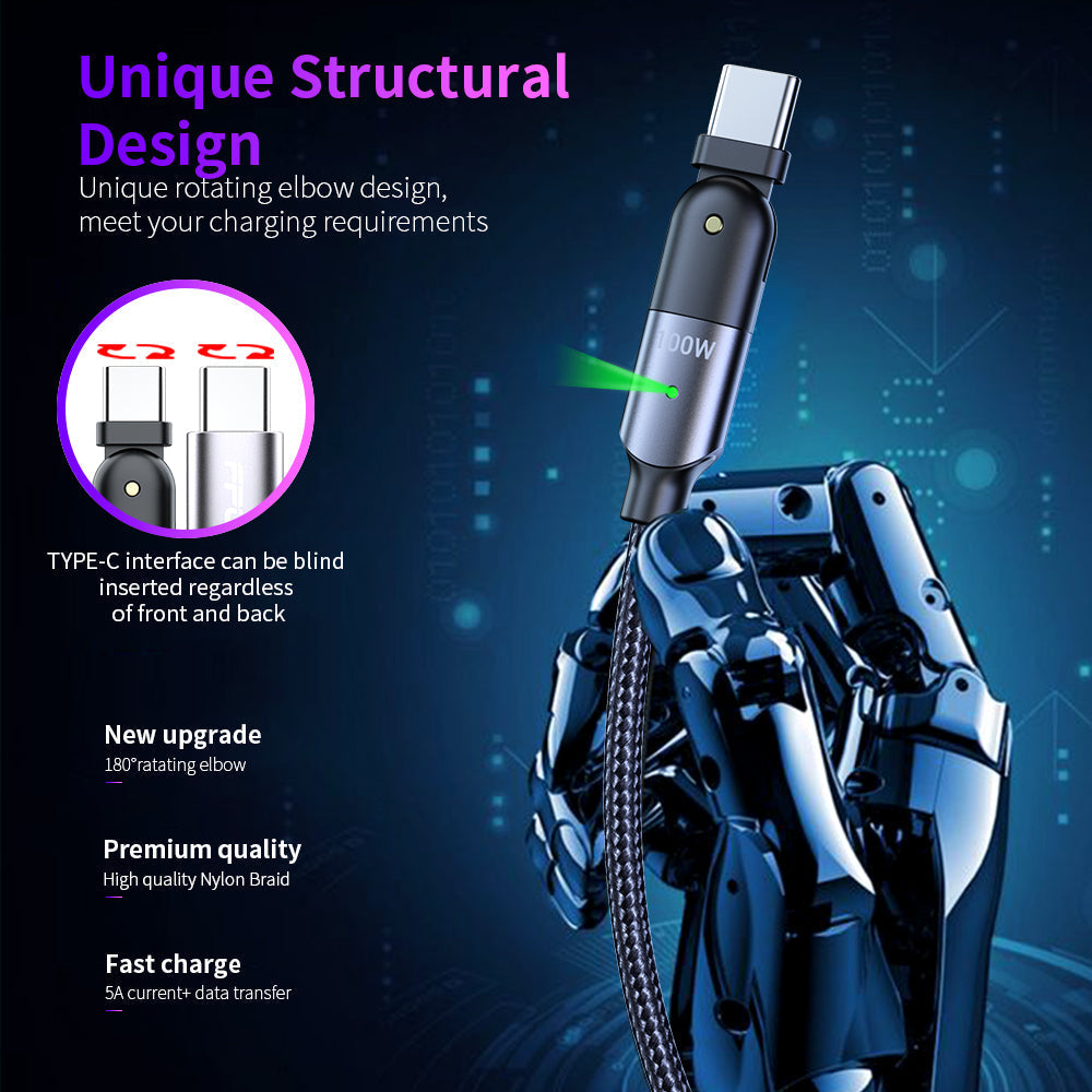 180 ° Rotating Head USB-C to USB-C Charging Cable