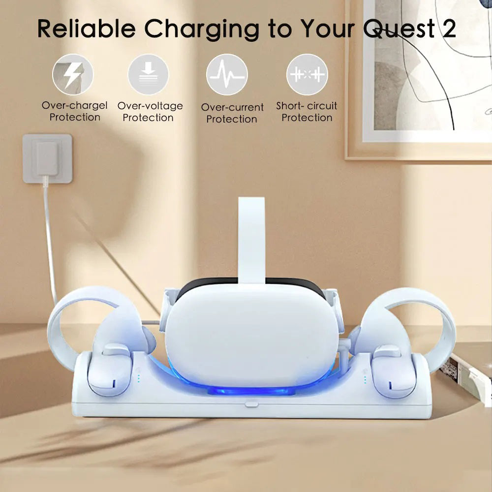 VR Charging Dock for Oculus Meta Quest 2 Station, Magnetic Charge Headset and Controller