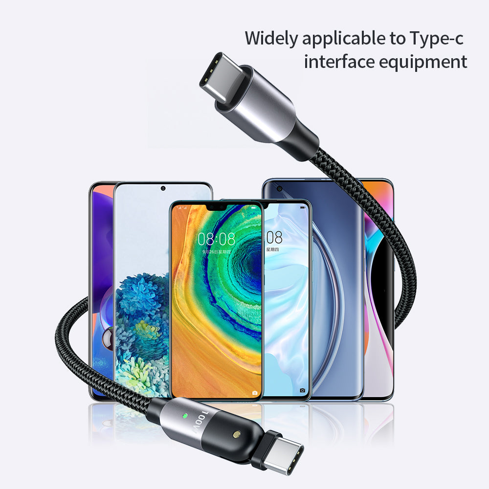 180 ° Rotating Head USB-C to USB-C Charging Cable