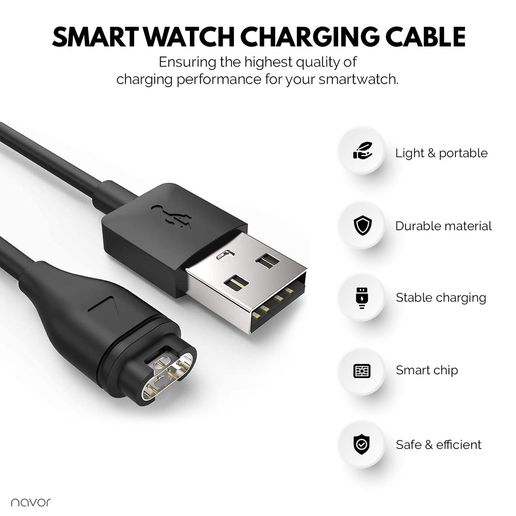 navor Smartwatch Charging Cable Replacement - USB Data Sync Fast Charging Cord Compatible for Vivoactive