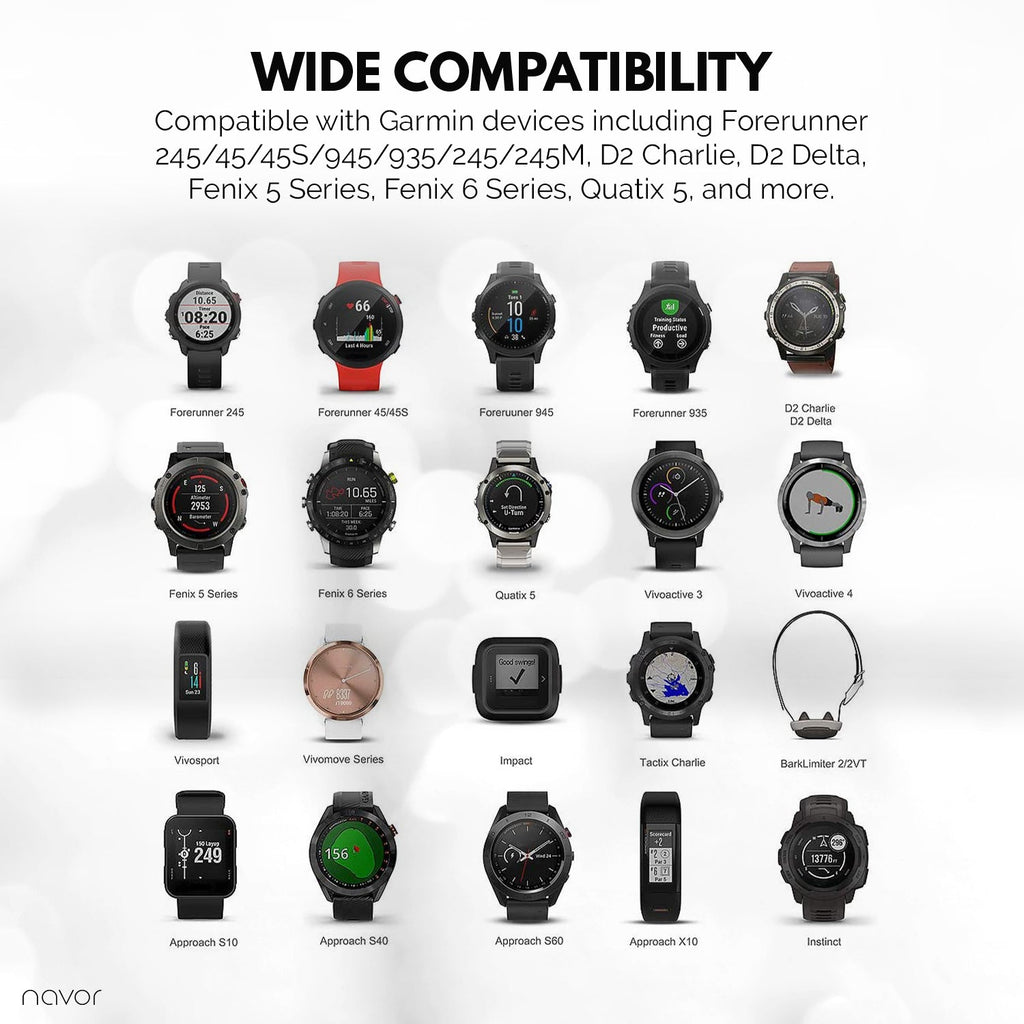 navor Smartwatch Charging Cable Replacement - USB Data Sync Fast Charging Cord Compatible for Vivoactive