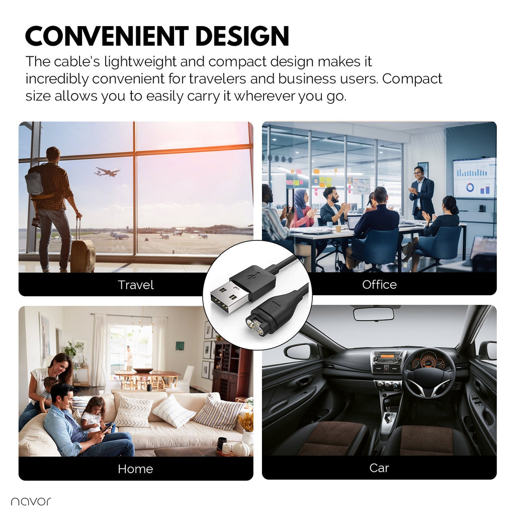 navor Smartwatch Charging Cable Replacement - USB Data Sync Fast Charging Cord Compatible for Vivoactive
