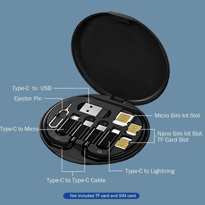 navor 60W USB-C/USB-A/Micro-USB/Charging Cable Kit Slim Travel Organizer Storage Box